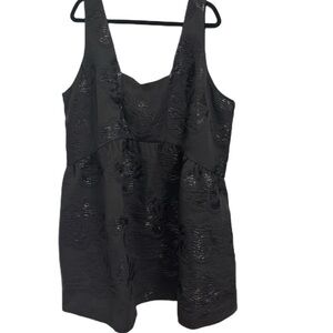 Anthropologie Black Jacquard Floral Mini Party Dress Size 24 Plus Size